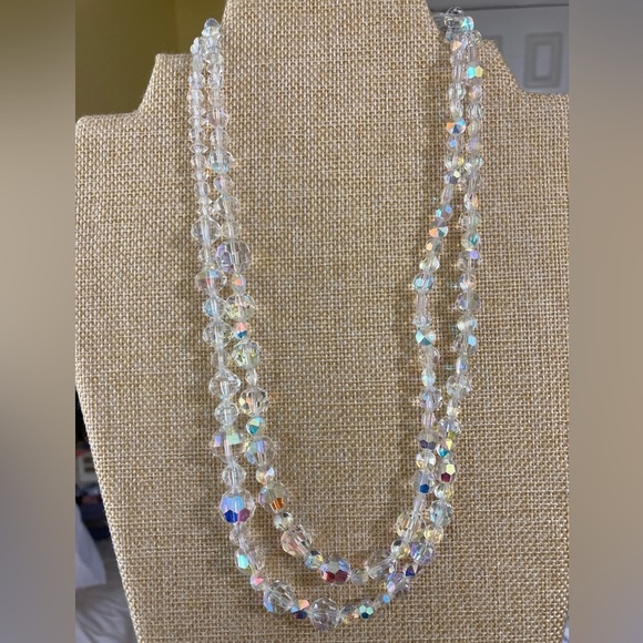Aurora‎ Borealis Crystals 2 Strands Vintage Necklace - Picture 1 of 7